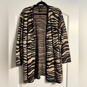 JM‎ Collection Zebra Print Open Front Cardigan